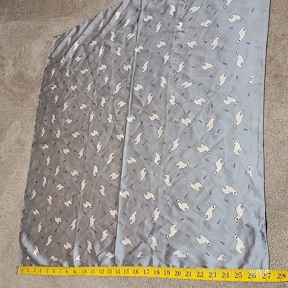Gray Scarf with White llama Pattern - Picture 3 of 5